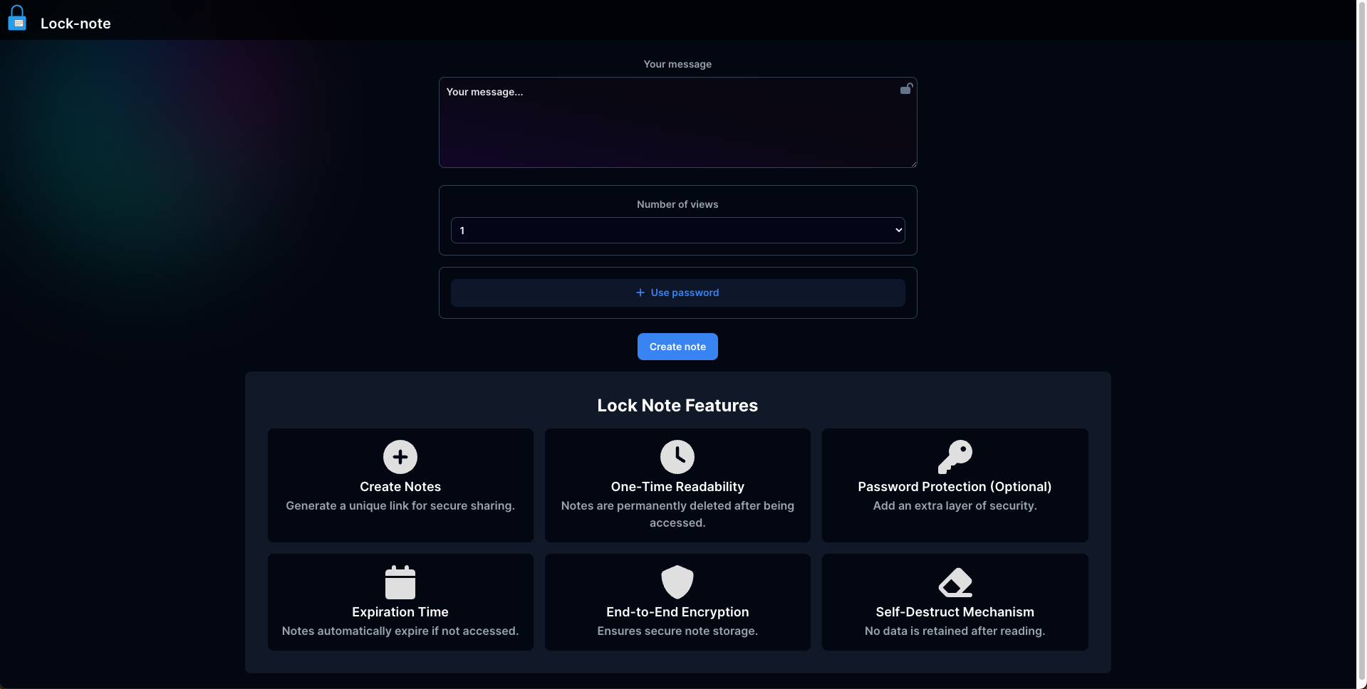 Lock Note – Secure Self-Destructing Notes